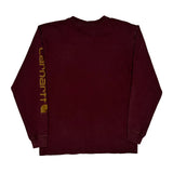 Vintage Carhartt Long Sleeve T-Shirt - Small Burgundy Cotton