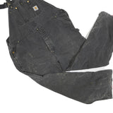 CARHARTT Mens Black Cotton Blend Relaxed Dungarees L W44 L28 Workwear Utility