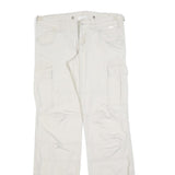 MAKAI Womens Cotton Blend White Regular Fit Cargo Trousers W32 L34 Zip Pockets