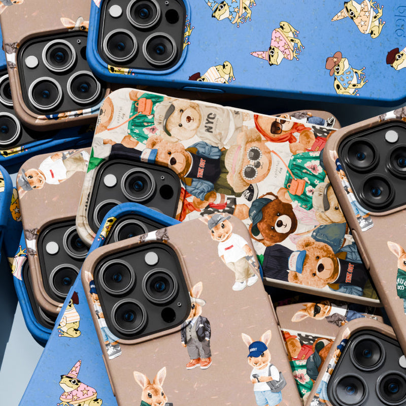 Electric Blue Fancy Frogs iPhone 15 Case