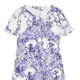 ERDEM Womens White & Purple Floral Silk Day Dress Short Sleeve UK 10 Elegant