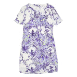 ERDEM Womens White & Purple Floral Silk Day Dress Short Sleeve UK 10 Elegant
