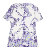 ERDEM Womens White & Purple Floral Silk Day Dress Short Sleeve UK 10 Elegant