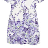 ERDEM Womens White & Purple Floral Silk Day Dress Short Sleeve UK 10 Elegant