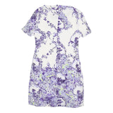 ERDEM Womens White & Purple Floral Silk Day Dress Short Sleeve UK 10 Elegant