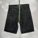 Avirex Wide Leg Graphic Denim Shorts - 34W 11L Gray Denim