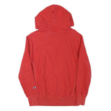 CHAMPION Mens Red Hoodie S Cotton Blend Pullover Logo Embroidered Pocket