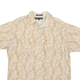 TOMMY HILFIGER Mens Beige & White Cotton Blend Casual Shirt M Leaf Print