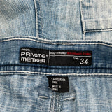 Private Member Hip Hop Denim Shorts - 34W 12L Light Wash Denim