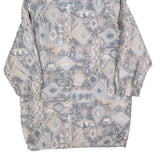 Womens Blue Jacket M Polyester Blend Printed Faux Fur Hood Zip Coat Winter