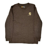 Age 10-12 Carhartt Graphic Long Sleeve T-Shirt - Medium Brown Cotton