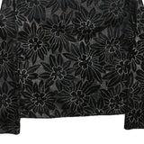 Womens Black Floral Pattern Button Jacket XS Polyester Blend Stylish Lightweight