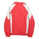 Mens Red & Cream Zip Up Polyester Blend Jacket S Plain Casual Outerwear