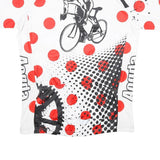 AOGDA Mens White & Red Graphic Cycling Jersey 3XL Short Sleeve Zip Neck
