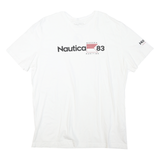 NAUTICA Mens White Modern Maritime Graphic T-Shirt 2XL Short Sleeve Crew Neck