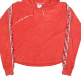 CHAMPION Womens Red Hoodie S Tape Stripe Logo Pullover Drawstring Hood