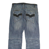 MONOPOL Mens Jeans Blue Regular Straight Denim Medium W38 L32 Stylish Pockets