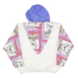 VILGES KUMPE Womens White & Purple Print Zip Jacket L Polyester Blend Hooded