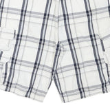 LEE Mens Shorts White & Grey Check Cargo L W33 Comfort Style Pocketed
