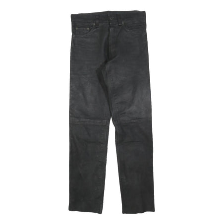 TANGO Womens Leather Black Slim Trousers W28 L32 Button Closure Stylish