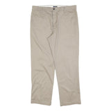 DOCKERS Mens Beige Regular Fit Straight Leg Trousers W34 L30 Cotton Blend Zip