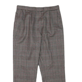 Womens Wool Blend Grey Check Regular Fit Straight Leg Trousers W28 L24 Classic