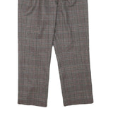 Womens Wool Blend Grey Check Regular Fit Straight Leg Trousers W28 L24 Classic
