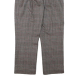 Womens Wool Blend Grey Check Regular Fit Straight Leg Trousers W28 L24 Classic