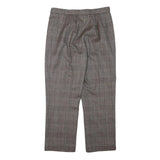 Womens Wool Blend Grey Check Regular Fit Straight Leg Trousers W28 L24 Classic
