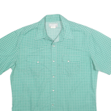 WRANGLER Mens Green Pattern Shirt L Short Sleeve Cotton Blend Casual Button