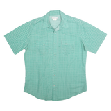 WRANGLER Mens Green Pattern Shirt L Short Sleeve Cotton Blend Casual Button
