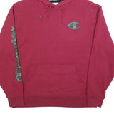 CHAMPION Mens Maroon Hoodie XL Camo Print Logo Pullover Casual Cotton Blend
