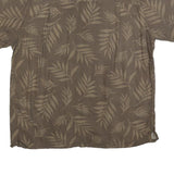 JOHN ASHFORD Mens Brown Leaf Pattern Rayon Shirt L Casual Summer Relaxed Fit