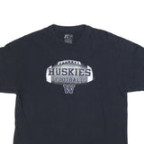 RUSSELL ATHLETIC Mens Black Huskies Football Graphic T-Shirt XL Crew Neck Short