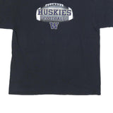 RUSSELL ATHLETIC Mens Black Huskies Football Graphic T-Shirt XL Crew Neck Short
