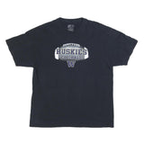 RUSSELL ATHLETIC Mens Black Huskies Football Graphic T-Shirt XL Crew Neck Short