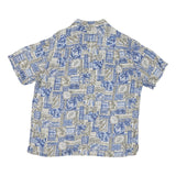 BATICK BAY Mens Blue & Beige Rayon Hawaiian Shirt XL Relaxed Fit Tropical Print