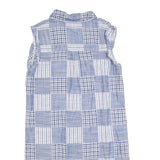 TOMMY HILFIGER Womens Blue & White Patchwork Sleeveless Shirt Dress Cotton Blend