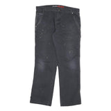 DICKIES Mens Cotton Blend Black Regular Fit Straight Leg Trousers W36 L32