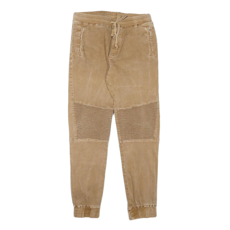 Womens Beige Cotton Blend Relaxed Drawstring Waist Trousers W28 L29 Casual