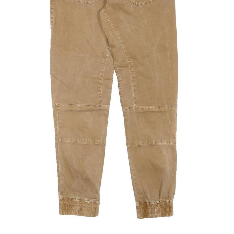 Womens Beige Cotton Blend Relaxed Drawstring Waist Trousers W28 L29 Casual