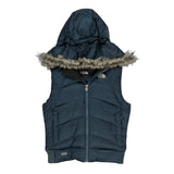550 Fill The North Face Hooded Puffer Vest - Small Blue Polyester