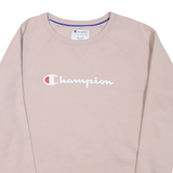 CHAMPION Womens Beige Cotton Blend Crew Neck Sweatshirt XL Classic Logo Pullover