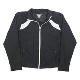 CHAMPION Womens Black & White Athletic Jacket M Polyester Blend Zip Plain