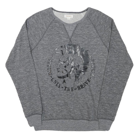 DIESEL Mens Grey Sweatshirt S Crew Neck Cotton Blend Pullover Logo Print