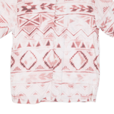 PULL & BEAR Mens White & Pink Patterned Shirt L Cotton Blend Summer Casual