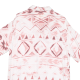 PULL & BEAR Mens White & Pink Patterned Shirt L Cotton Blend Summer Casual