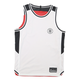 Mens White Black Red Sleeveless Sports Style L Crew Neck Basketball Jersey