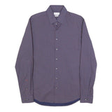 CALVIN KLEIN Mens Blue & Pink Patterned Shirt S Cotton Blend Formal Long Sleeve