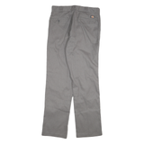 DICKIES Mens Cotton Blend Grey Regular Fit Straight Leg Trousers W32 L32